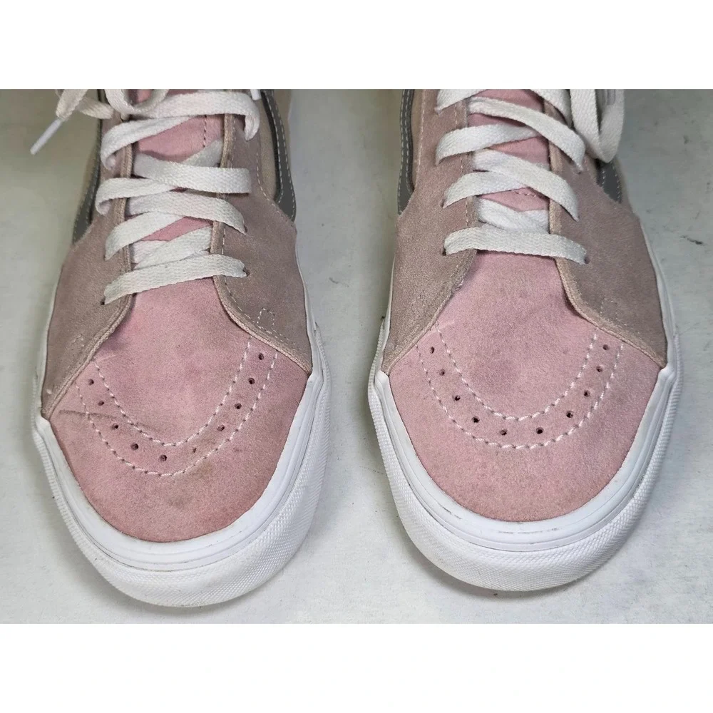 Vans Sk8-Hi Men's Sneakers Size 10 UK 9 Pink Beige Suede Canvas Skate High Shoes